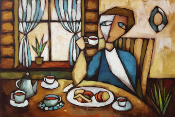 A person drinking morning tea